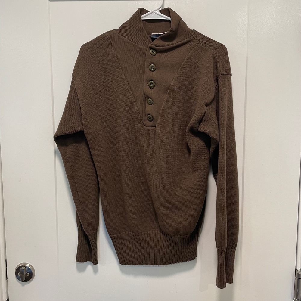 DSCP Garrison Collection Brown Acrylic 5 Button Shawl Collar Sweater Mens Large